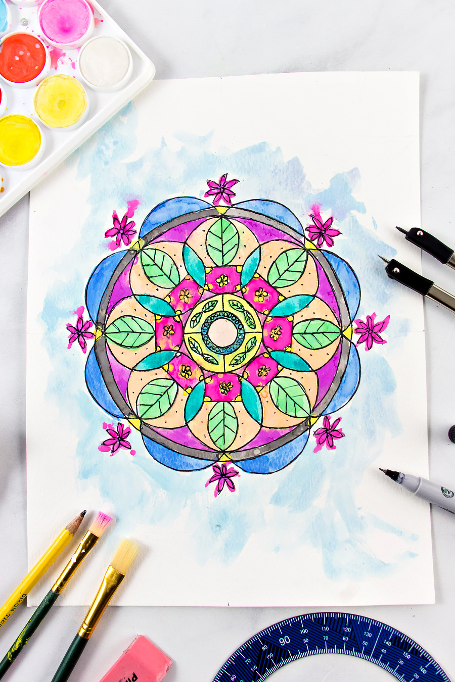 Easy Mandala Watercolor Art for Beginners - Make and Takes